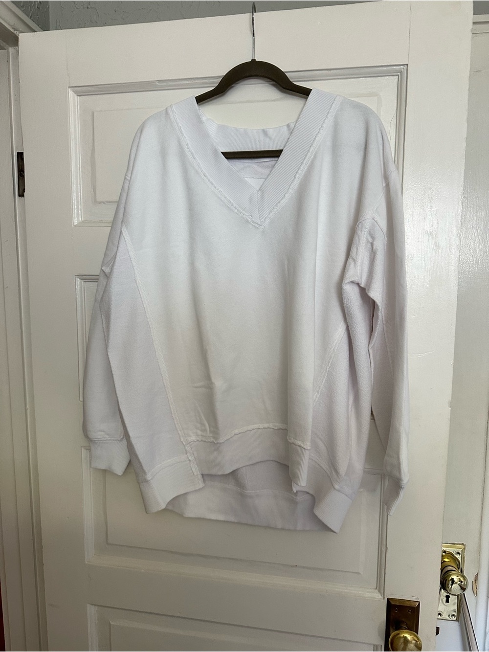 aerie White Crewneck Sweatshirt with Subtle Interior Logo